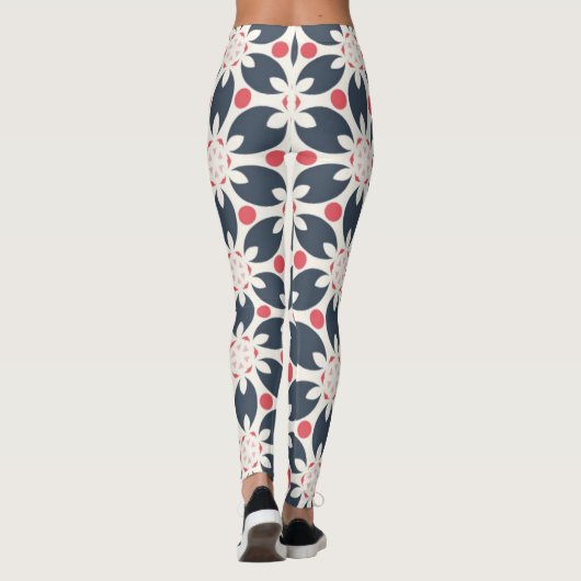 Schwarze Blume und rosa Flecken Leggings (Rückseite)