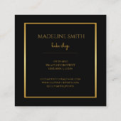 Schwarze Blume und Streifen Quadratische Visitenkarte (Rückseite)