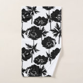 Schwarze Blume, weiß, monochrom Badhandtuch Set (Handtuch)