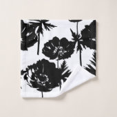 Schwarze Blume, weiß, monochrom Badhandtuch Set (Waschlappen)