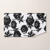 Schwarze Blume, weiß, monochrom Badhandtuch Set (Handtuch)