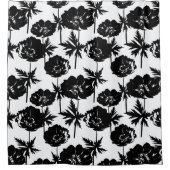 Schwarze Blume, weiß, monochrom Duschvorhang (Vorderseite)