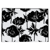 Schwarze Blume, weiß, monochrom Große Geschenktüte (Rückseite)