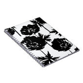 Schwarze Blume, weiß, monochrom Notizblock (Rechte Seite)
