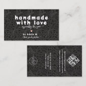 Schwarze Blumen Handmade Logo QR Code Danke Visitenkarte (Vorne/Hinten)