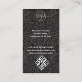Schwarze Blumen Handmade Logo QR Code Danke Visitenkarte (Rückseite)