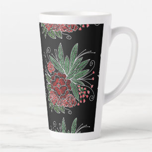 schwarze Blumen-Latte-Macchiato-Tasse Milchtasse