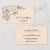 Schwarze Blumen Linie Art Botanische Creme Script Visitenkarte (Vorne/Hinten)
