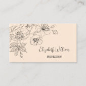 Schwarze Blumen Linie Botanischer QR-Code Visitenkarte (Vorderseite)