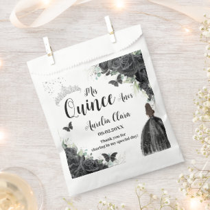 Schwarze Blumen Schmetterlinge Mädchen Kleid Quinc Geschenktütchen