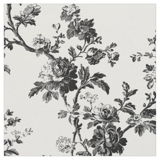 Schwarze Blumen-Toile-Wiederholung Stoff (Nahaufnahme)