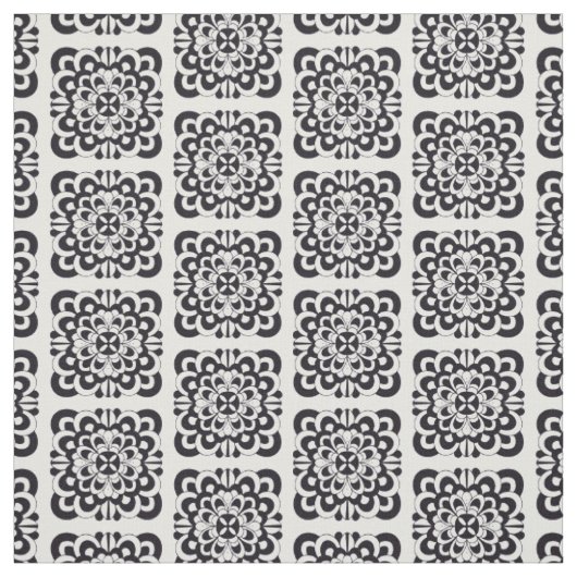 Schwarze Blumenabstraktion Stoff (Muster)
