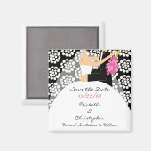 Schwarze Blumenbrille und Bräuche speichern das Da Magnet (Vorderseite/Rückseite)