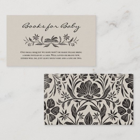 Schwarze Blumenbücher für Beipackkarten Begleitkarte (Vorne/Hinten)