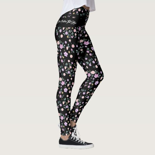 Schwarze Blumenlady Leggings (Rechts)