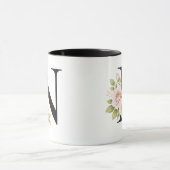 Schwarze Blumenmonogramm-N-Tasse Tasse (Zentrum)