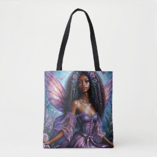 Schwarze Blumenmühle mit Lila Flügeln Kunst Tasche