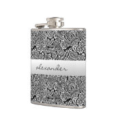 Schwarze Blumenpersonalisierte Trauzeugen paisleys Flachmann (Links)