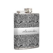 Schwarze Blumenpersonalisierte Trauzeugen paisleys Flachmann (Rechts)