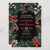 Schwarze Blumenweihe Einladung (Vorne/Hinten)