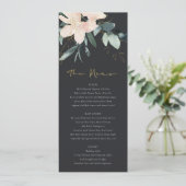 SCHWARZE BLUSH GOLD FLORAL BUNCH WATERCOLOR WEDD MENÜKARTE (Stehend Vorderseite)