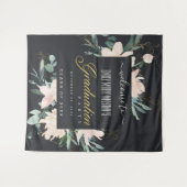 SCHWARZE BLUSH GOLD FLORAL GRADUATION PARTY WILLKO WANDTEPPICH (Vorderseite (Horizontal))