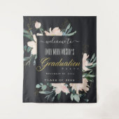 SCHWARZE BLUSH GOLD FLORAL GRADUATION PARTY WILLKO WANDTEPPICH (Vorderseite)