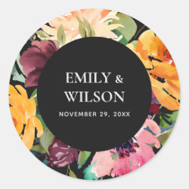 SCHWARZE BLUSH YELLOW ORANGE BLLORAL BUNCH WEDD RUNDER AUFKLEBER