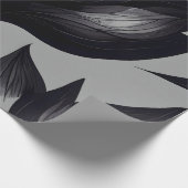 Schwarze Blüte auf grauem Wrapping Paper Geschenkpapier (Ecke)