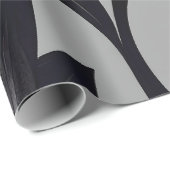 Schwarze Blüte auf grauem Wrapping Paper Geschenkpapier (Rolleneckpunkt)