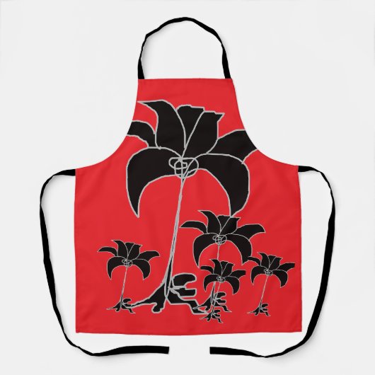Schwarze Blüten Rot Schürze (Vorderseite)