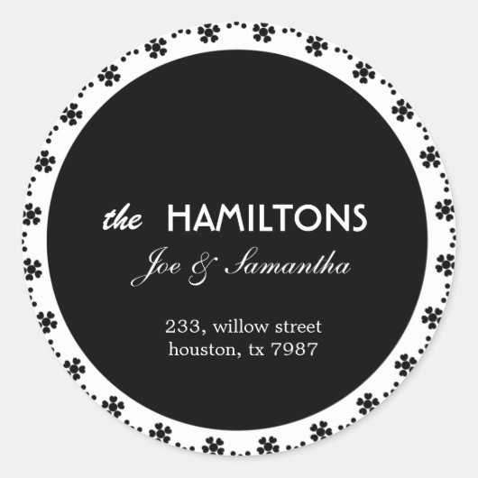 Schwarze Blütenblätter - Adressetiketten Runder Aufkleber (Vorderseite)