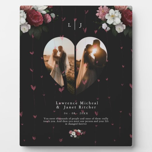 Schwarze Blütenoptik - Kollektion für Paare Fotoplatte (Vorderseite)