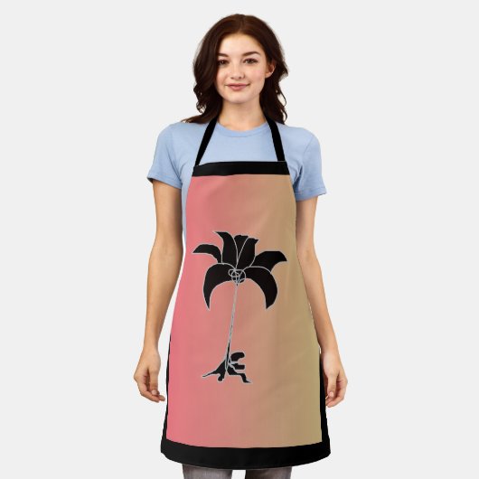 Schwarze Blütenpastel Schürze (Getragen)