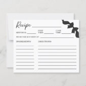 Schwarze Bogen Brautparty Rezeptkarte (Vorderseite)
