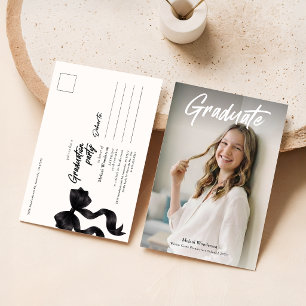 Schwarze Bogen-Foto-Abschlussfeier-Einladung Postkarte