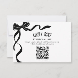 Schwarze Bogen-Hochzeits-QR-Code-Antwort-Karte RSVP Karte