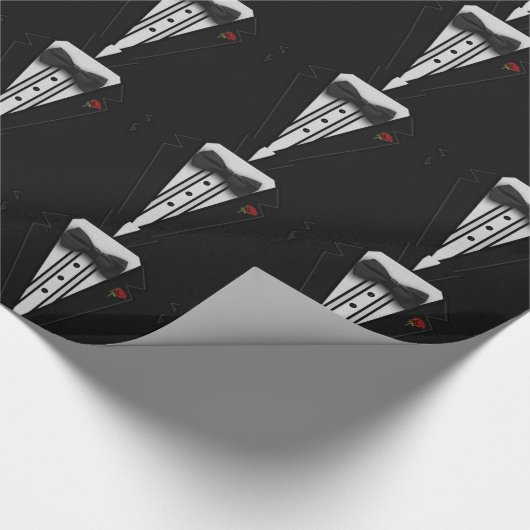 Schwarze Bogen-Krawatte mit Rote RoseTuxedo Geschenkpapier (Ecke)