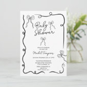 Schwarze Bögen Leseband Illustrationen Kinderdusch Einladung (Stehend Vorderseite)