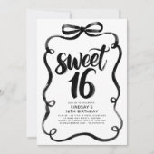 Schwarze Bogen Whimsical Sweet 16. Geburtstag Einladung (Vorderseite)