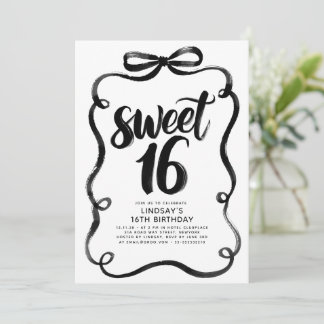 Schwarze Bogen Whimsical Sweet 16. Geburtstag Einladung