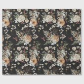 Schwarze Boho-Botanik Geschenkpapier (Flach)