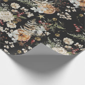 Schwarze Boho-Botanik Geschenkpapier (Ecke)