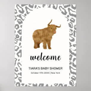 Schwarze Boho Heilige Kuh Western-Baby-Party-Willk Poster