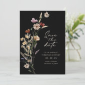 Schwarze Boho Save-The-Date-Karte Save The Date (Stehend Vorderseite)