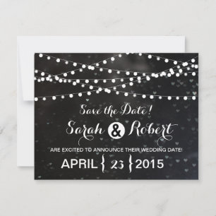 Schwarze Bokeh-Leuchtenreihe Save the Date