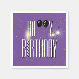 Schwarze Bollen und Sparkler auf Lila Serviette