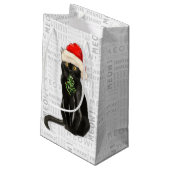 Schwarze Bombay Kat Pounce auf der Saison Kleine Geschenktüte (Rückseite Schrägansicht)