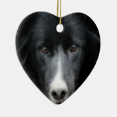 Schwarze Border-Collie-Gesichts-Hundeverzierung Keramikornament (Rechts)