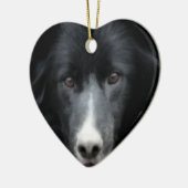 Schwarze Border-Collie-Gesichts-Hundeverzierung Keramikornament (Links)
